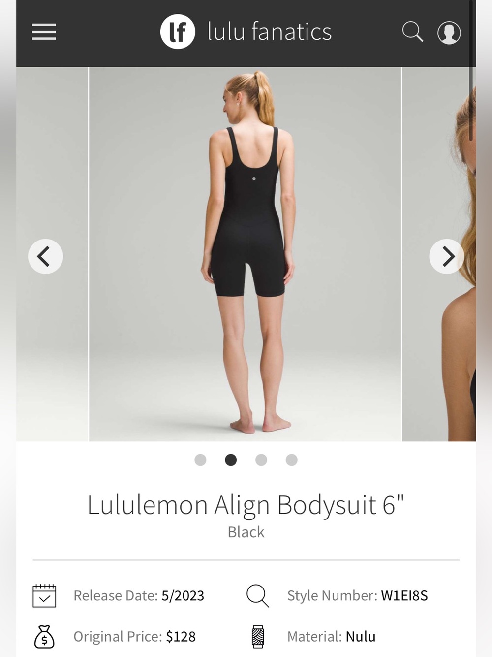 Lululemon Align Bodysuit 6" Black Size 10 - Picture 5 of 11
